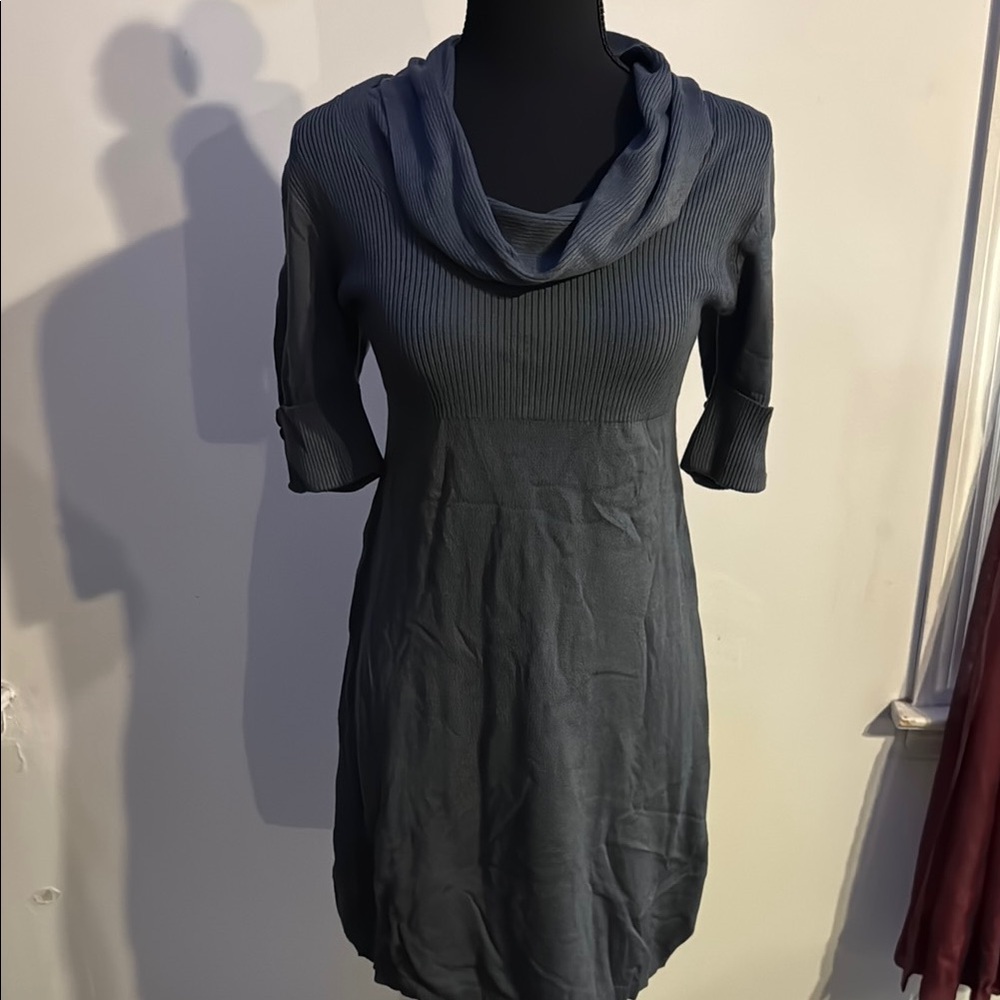 Dots Charcoal Ribbed Long Sweater